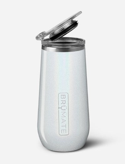 Champagne Flute Glitter White 12oz