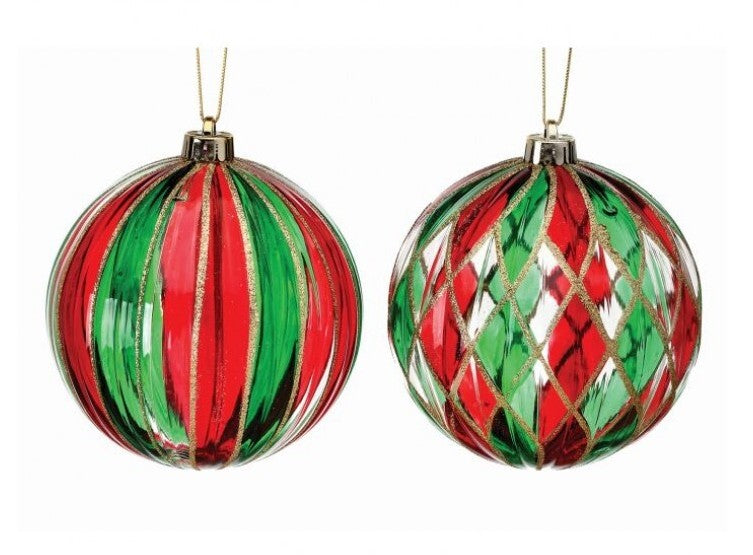 Stained Green and Red Ornament Assorted Style