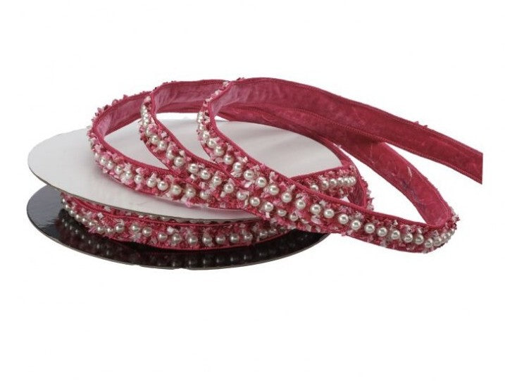 Hot Pink Velvet and Pearl Ribbon