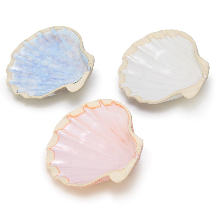 Reactive Glaze Shell Tidbit Dish Asst 3 Colors