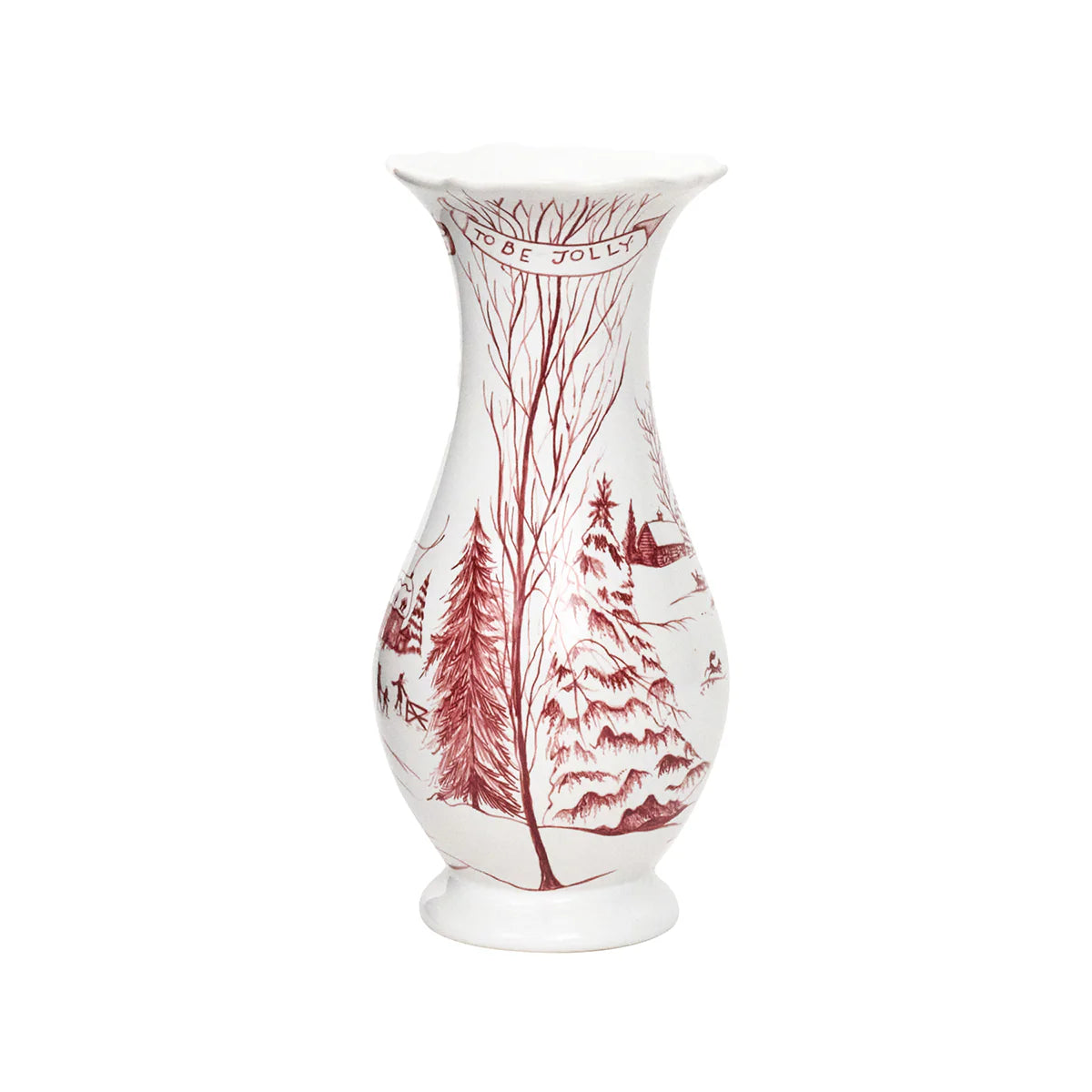 Country Estate Winter Frolic 9" Vase - Ruby