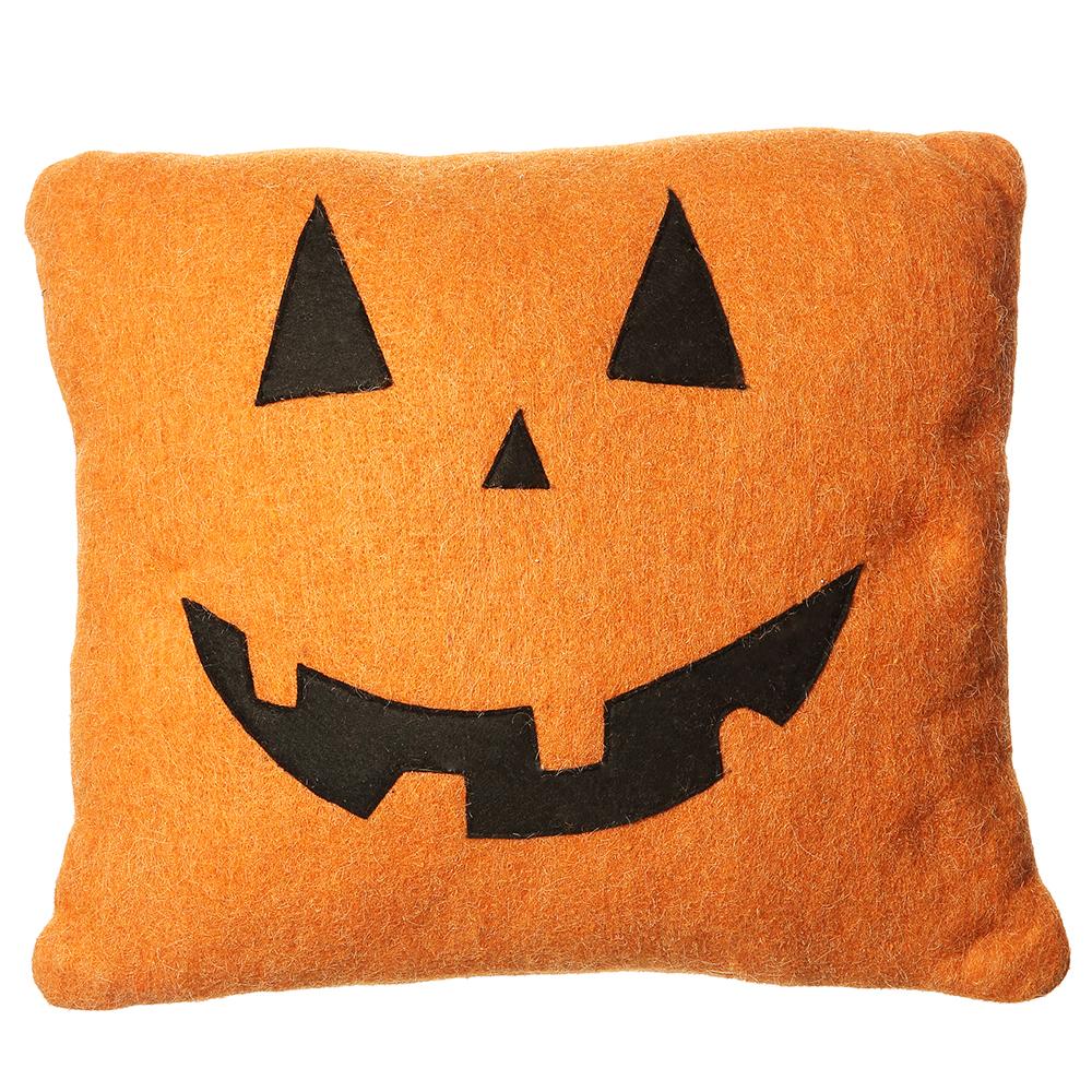 Jack-O-Lantern Pillow Orange & Black 16.5"