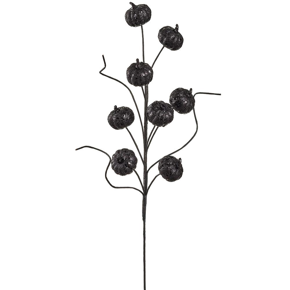 Glittered Pumpkin Spray Black 23"
