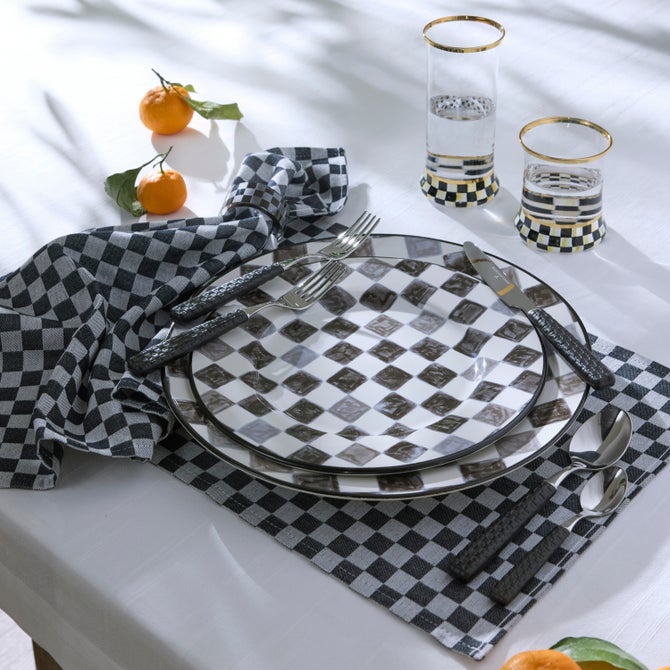 Black Check Dinner Plate
