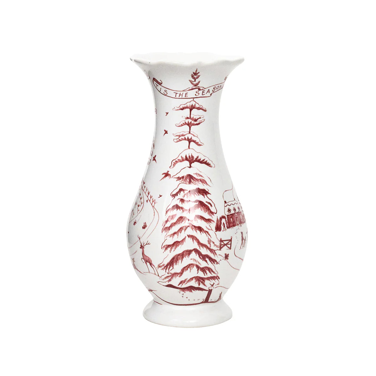 Country Estate Winter Frolic 9" Vase - Ruby