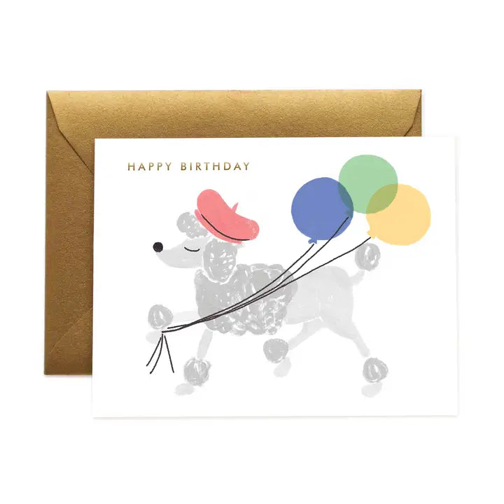 French Poodle Birthday Card