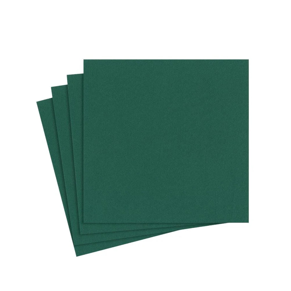 Paper Linen Solid Cocktail Napkins in Hunter Green - 15 Per Package
