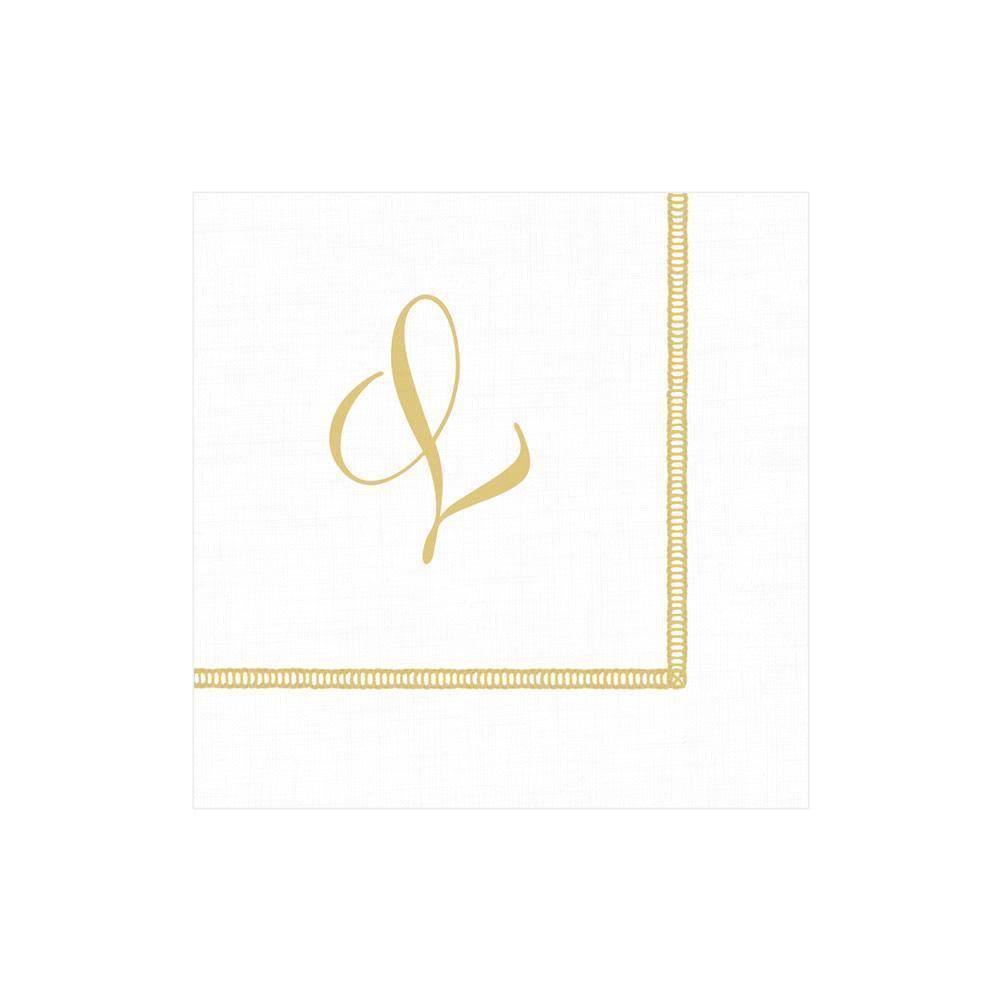 L Hemstitch Script Single Initial Paper Cocktail Napkins - 20 Per Package
