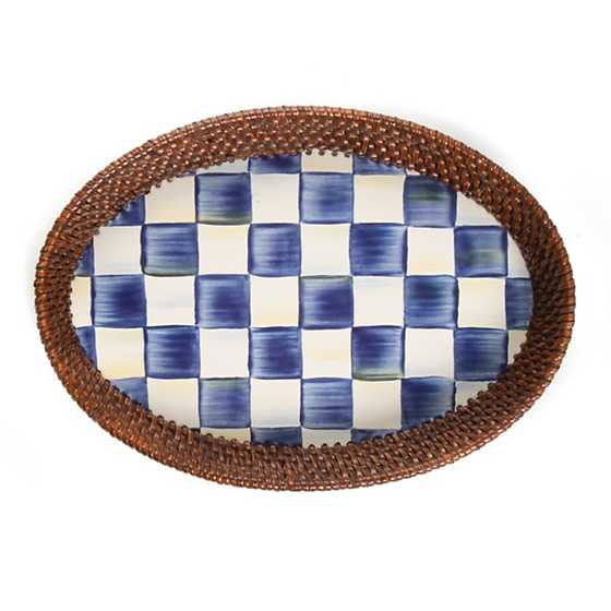 Royal Check Rattan & Enamel Small Serving Tray