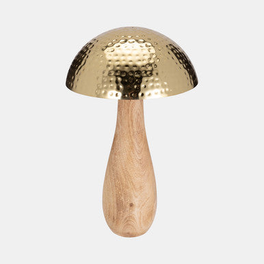 Mushroom 20" w/Wood Base, Gold