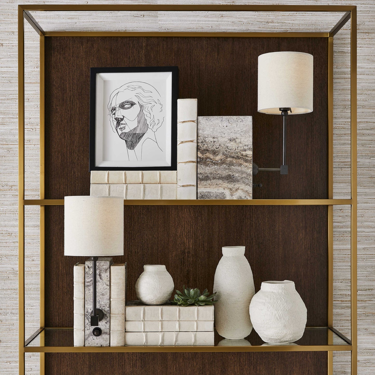 On a Shelf Mini Lamp Travertine Bronze