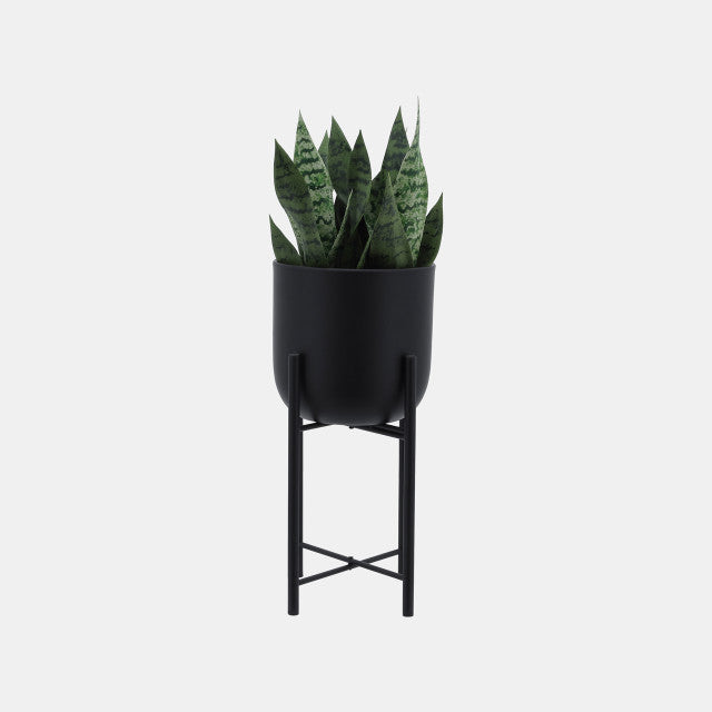 Small Metal Planters On Stand Black