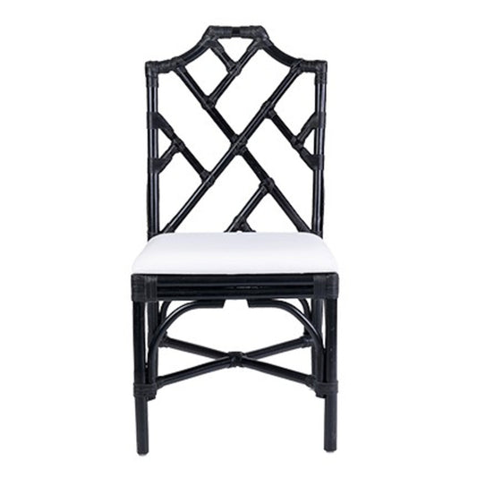 Emery Chippendale Rattan Side Chair, Black
