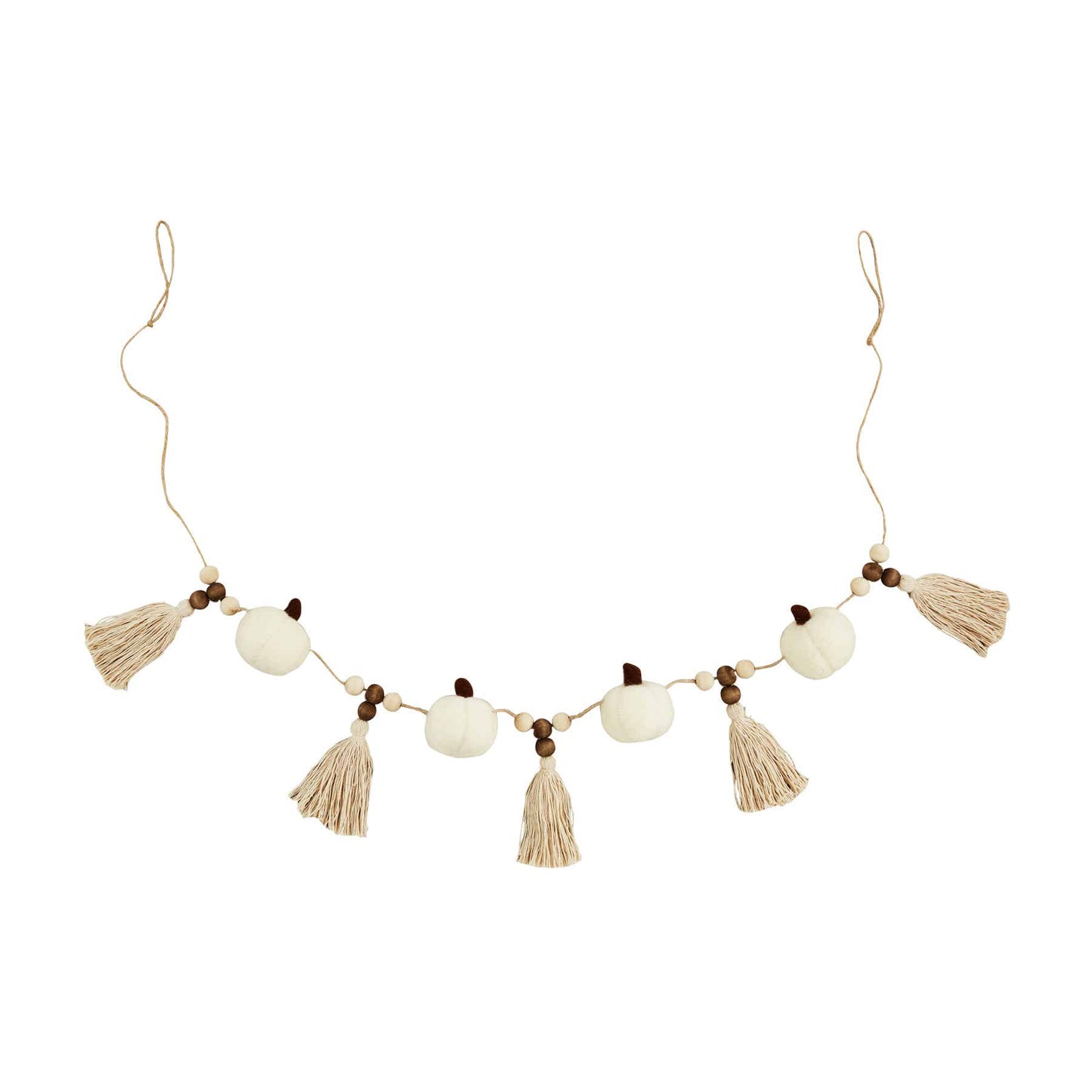 White Pumpkin Tassel Garland