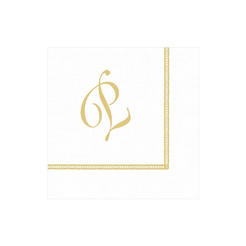 P Hemstitch Script Single Initial Paper Cocktail Napkins - 20 Per Package
