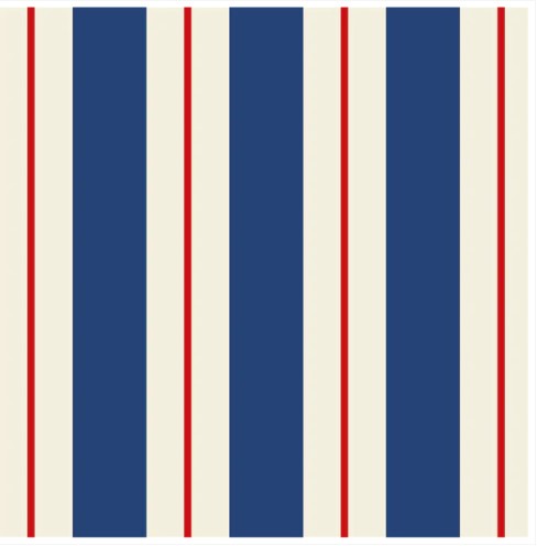 Navy & Red Awning Stripe Cocktail Napkin