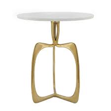 Metal 20" Marble Table w/ Gold