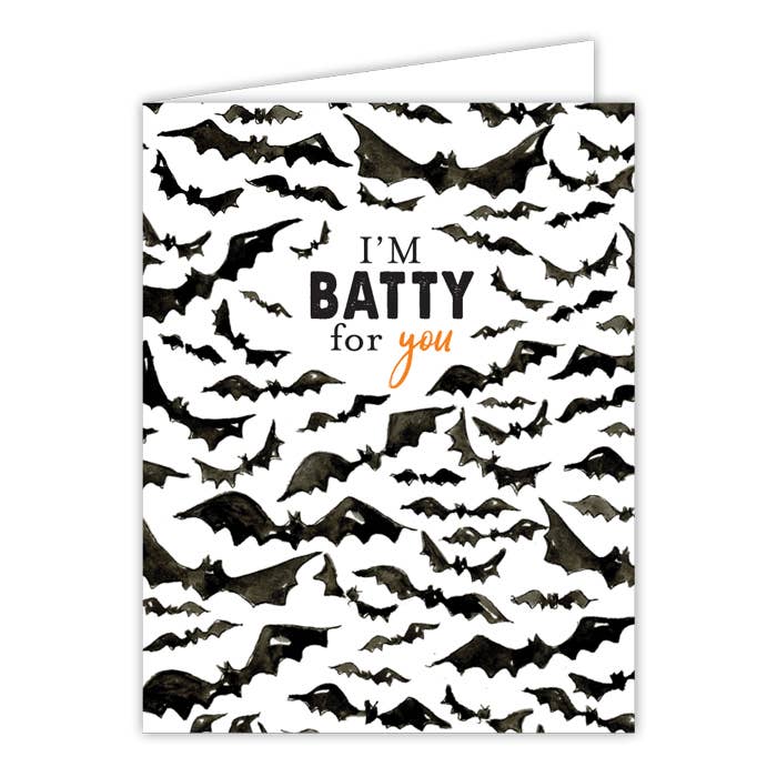 I'm Batty For You Handpainted Bat Pattern Greeting Card