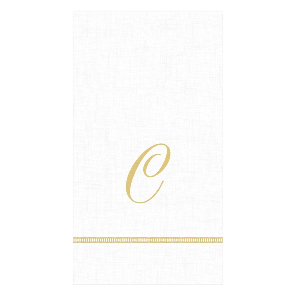 C Hemstitch Script Single Initial Paper Guest Towel Napkins, 15 Per Package