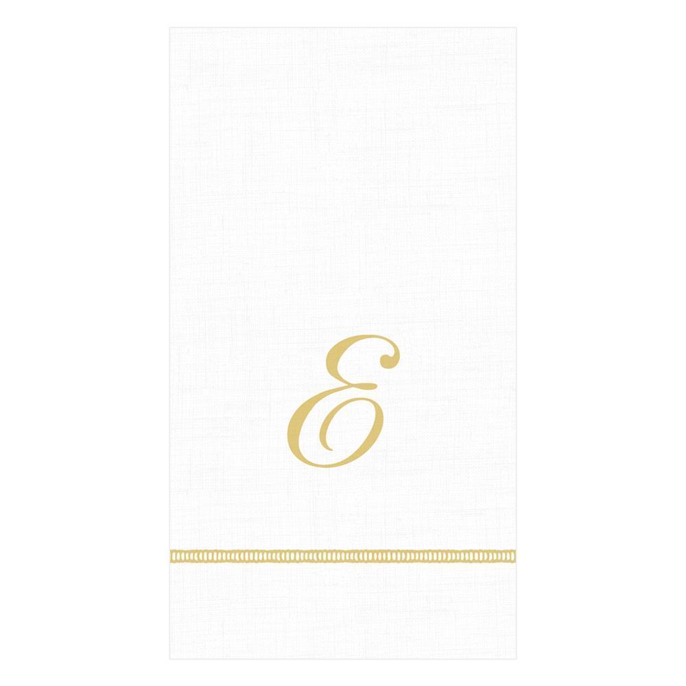 E Hemstitch Script Single Initial Paper Guest Towel Napkins - 15 Per Package