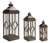 Lantern Set of 3 22"H, 30"H, 42"H Metal/Wood