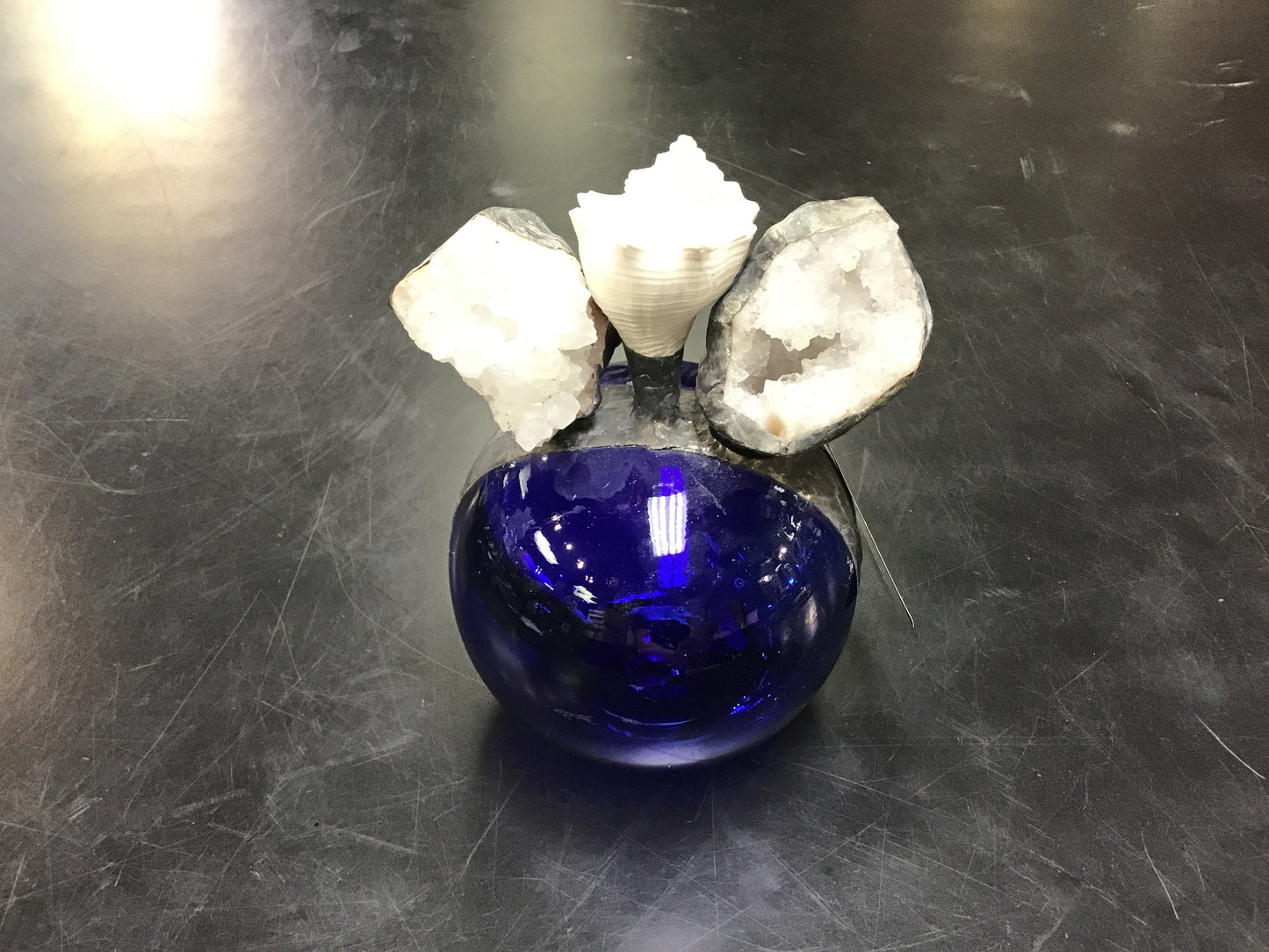 Navy Float Geode Shell Bottle