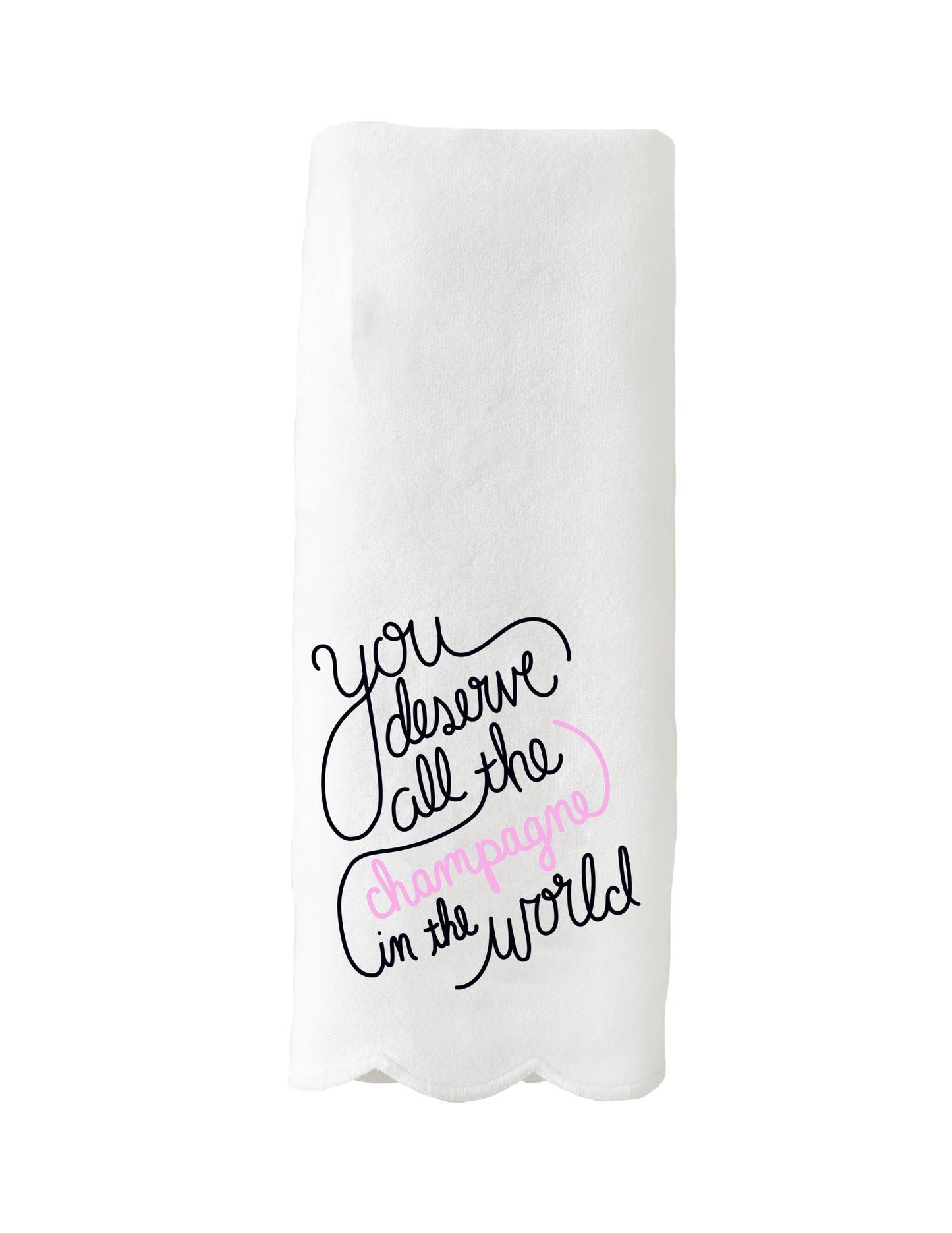 Guest Towel - You deserve All The Champ (Black & Pink)
