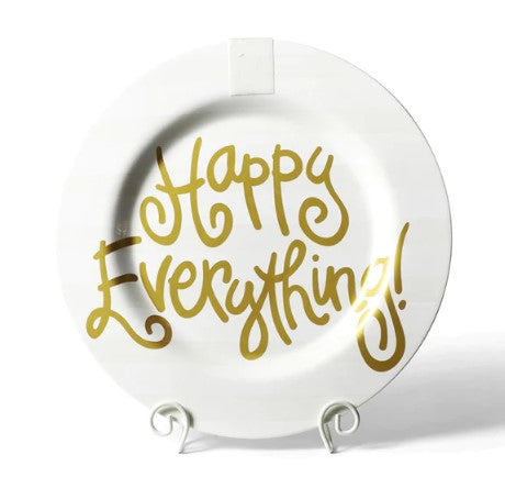 White Stripe Big Happy Everything! Round Platter