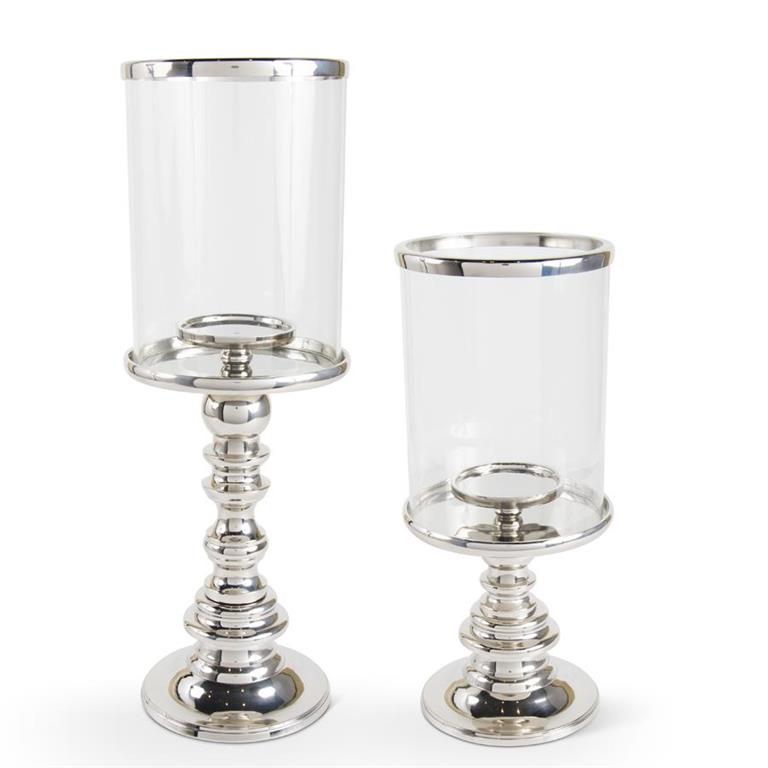 Polished Silver Metal Pillar Hurricanes