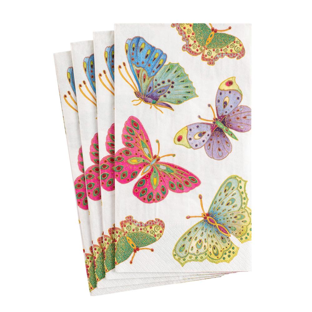 Jeweled Butterflies Paper Guest Towel Napkins in Pearl - 15 Per Package