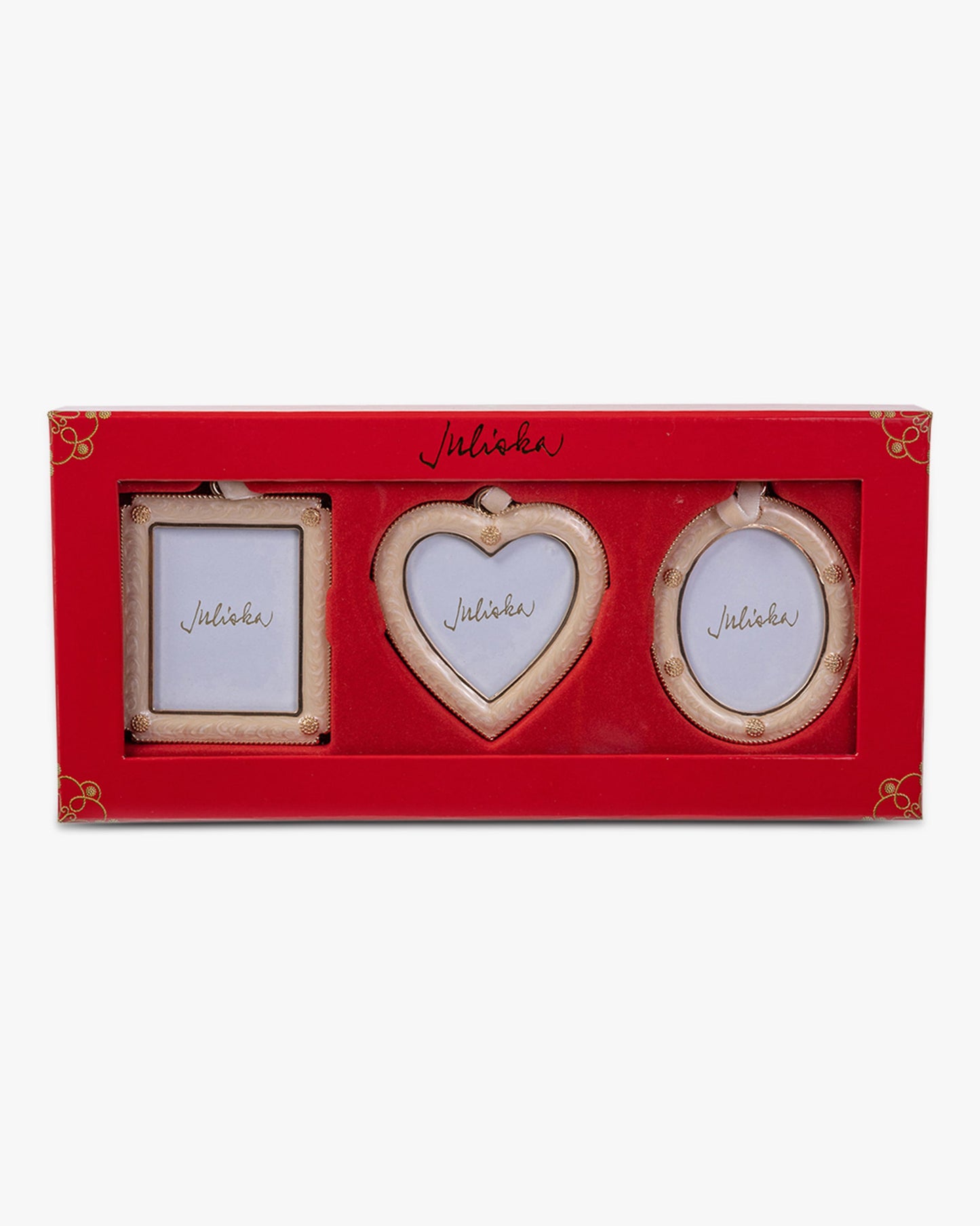 Ornament Set of 3 Enamel Frame BT Champagne