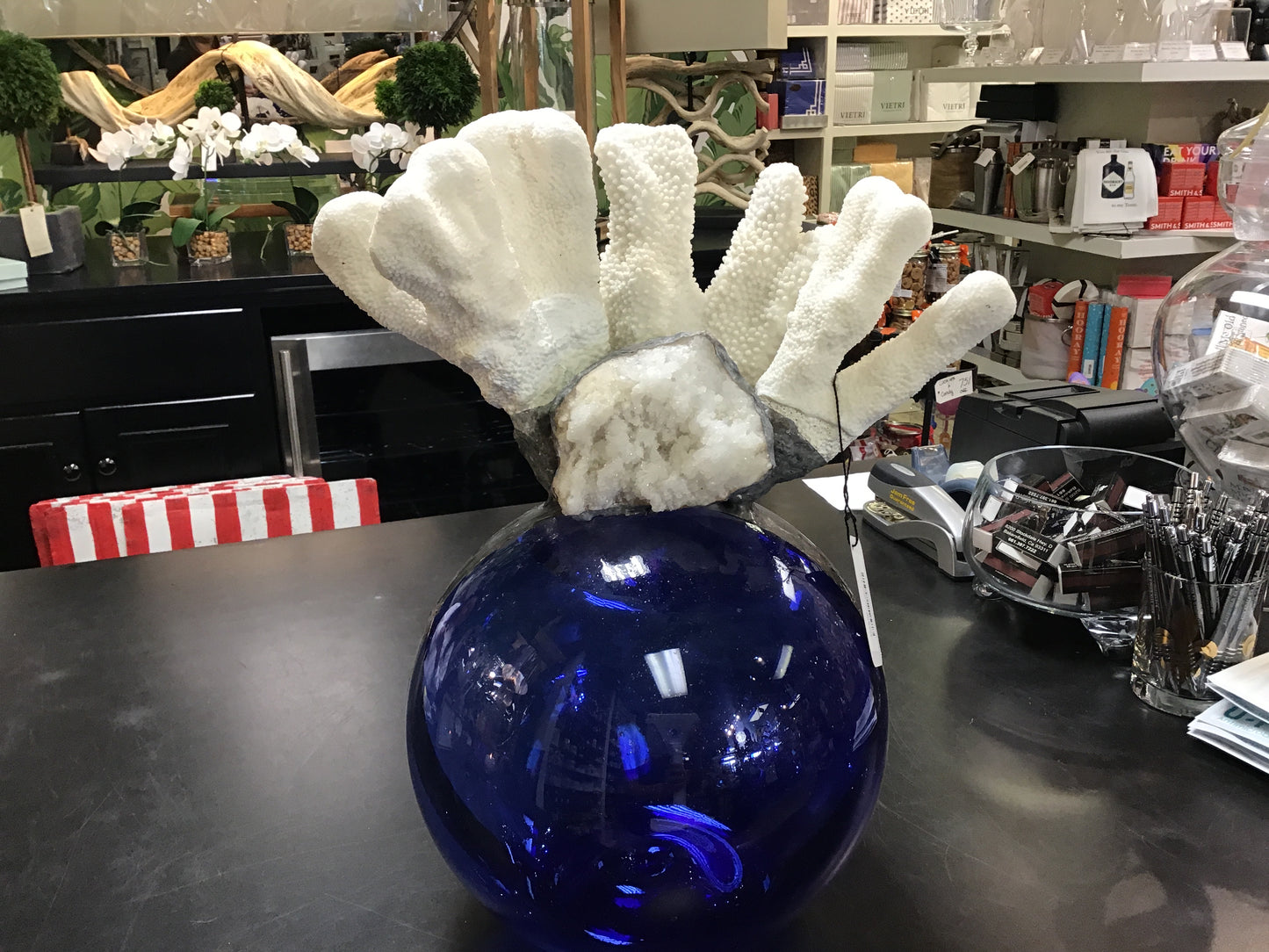Navy Float Coral Geode Bottle