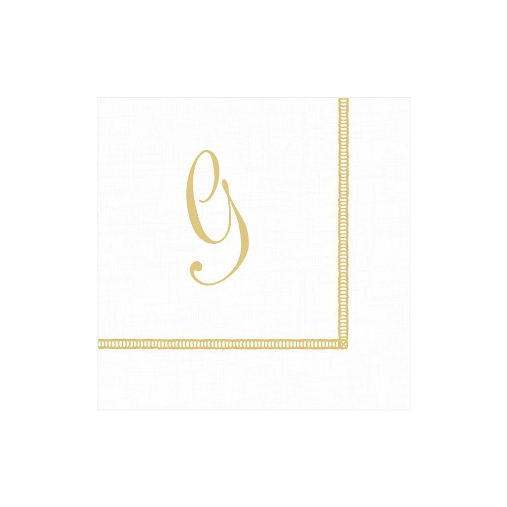 G Hemstitch Script Single Initial Paper Cocktail Napkins - 20 Per Package