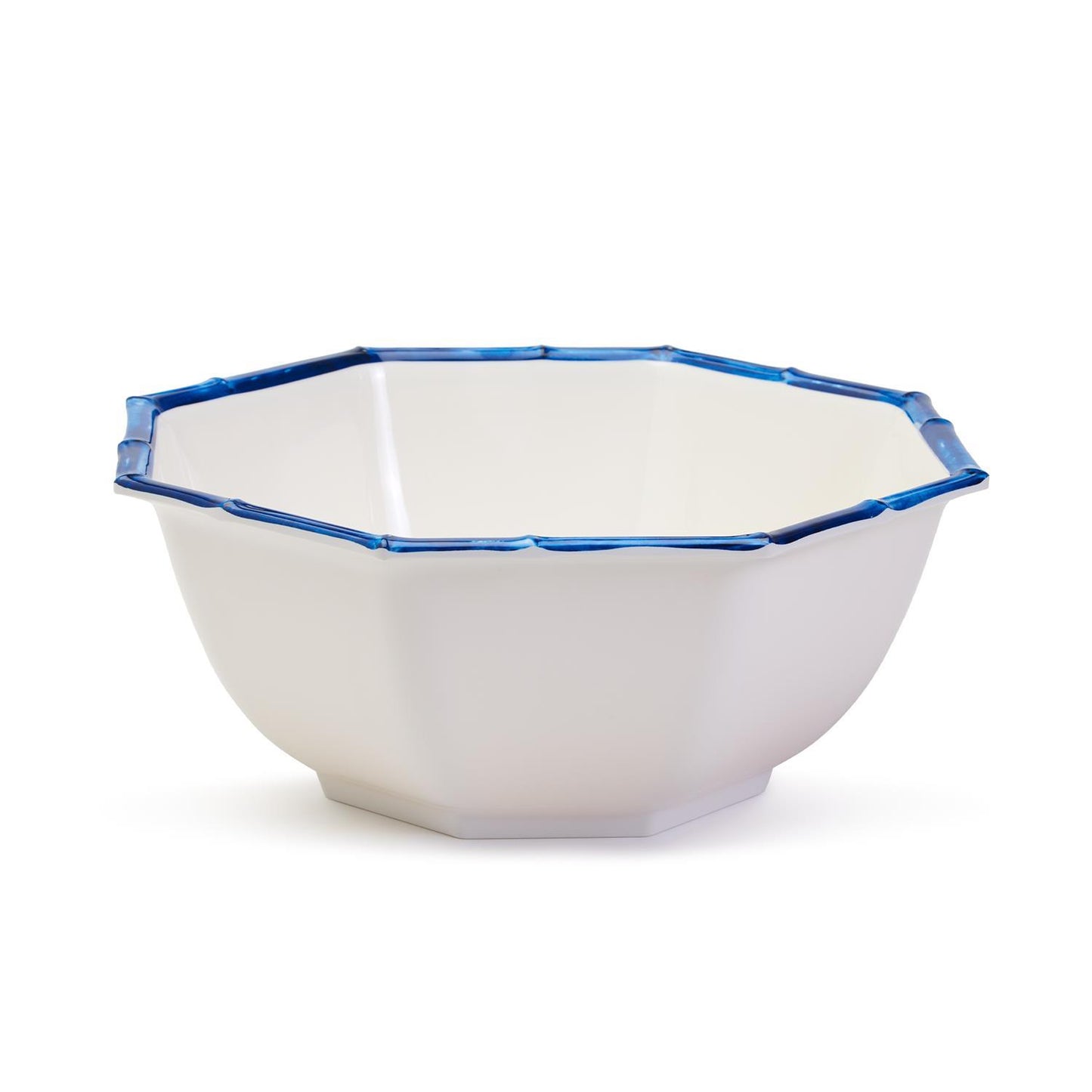 Blue Bamboo Touch Octagonal Serving Bowl with Bamboo Rim Design