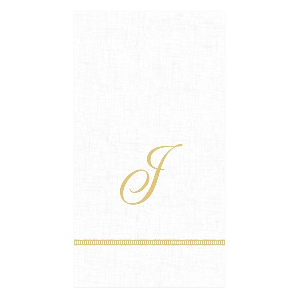 J Hemstitch Script Single Initial Paper Guest Towel Napkins - 15 Per Package