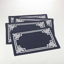 Navy Greek Key Placemats Stitch