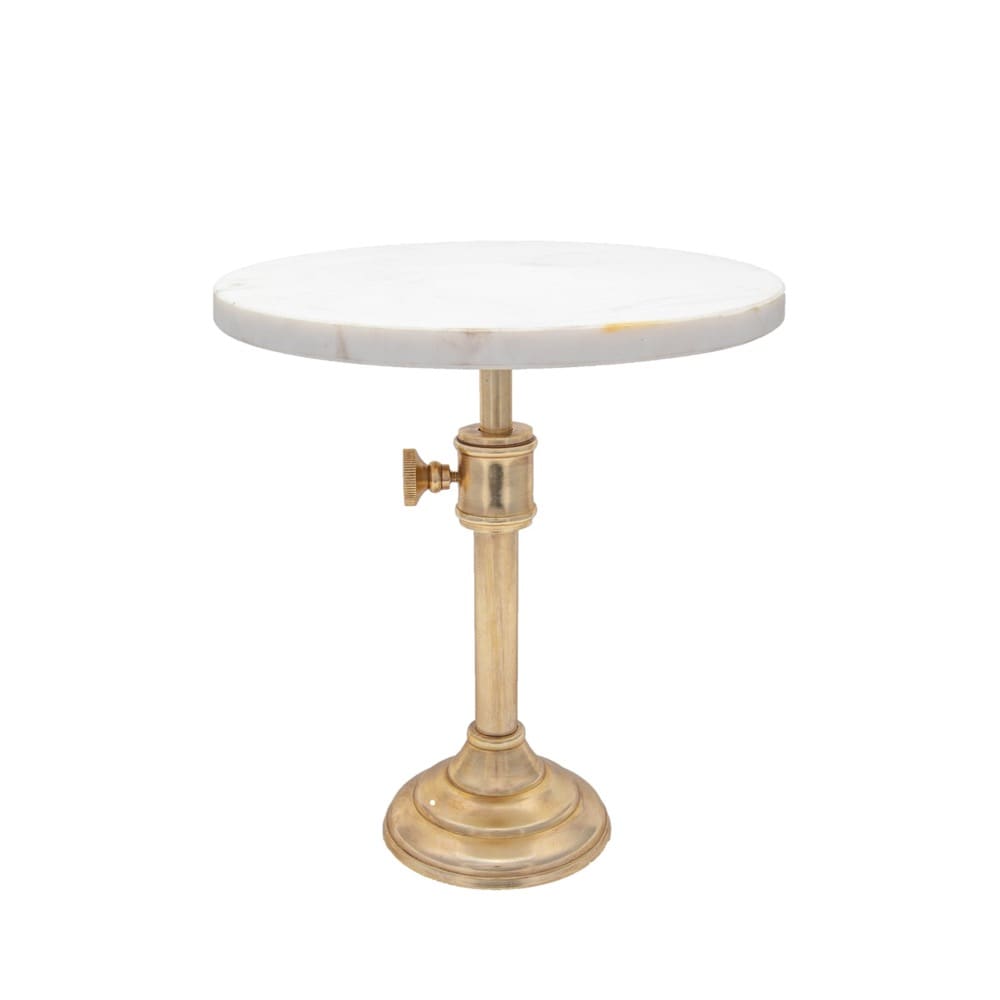 Large Marble & Antique Brass Adjustable Cake Plate 12”