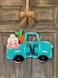 Bunny Truck Door Hanger / Yard Stake Aqua