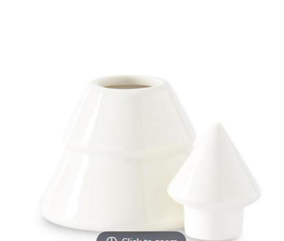 Small White Ceramic Lidded Christmas Tree Containers