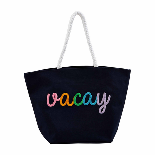 Navy Vacay Beach Tote