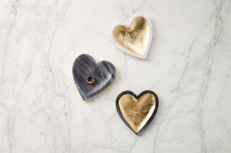 Gold Heart Marble Trinket Dish