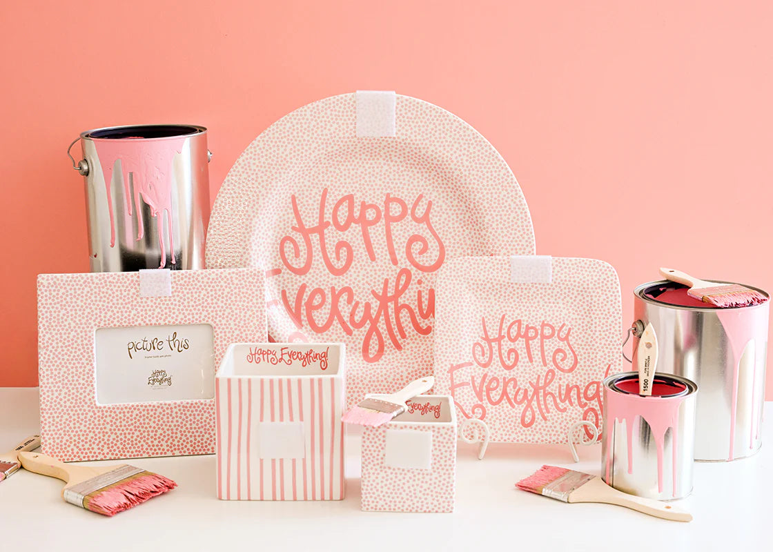 Pink Small Dot Happy Everything! Mini Square Platter