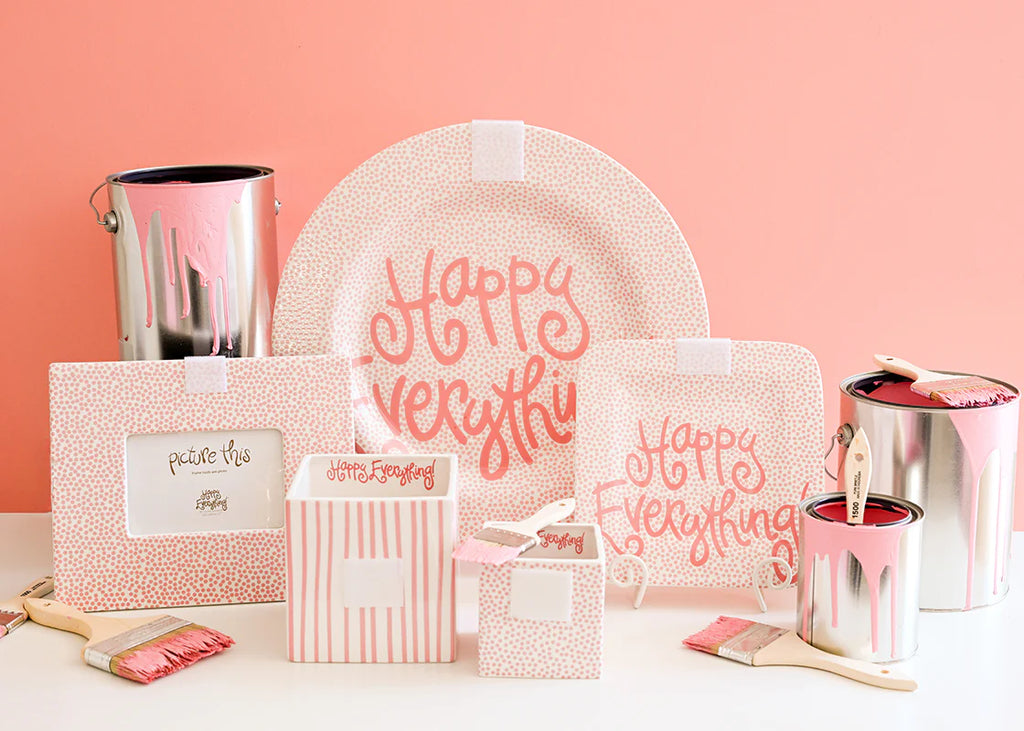 Pink Small Dot Big Happy Everything! Round Platter
