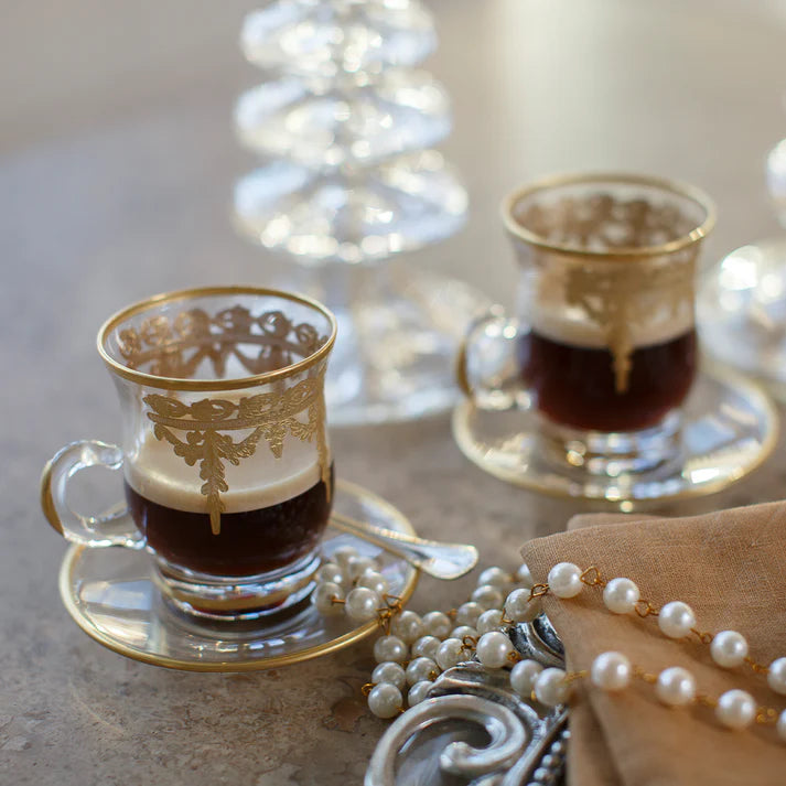 Vetro Gold Cup & Saucer w/Spoon
