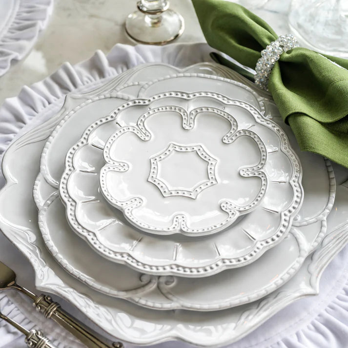 Bella Bianca Beaded Lace Bread/Canape Plate