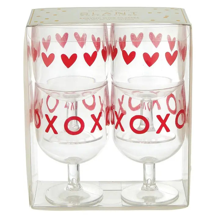 Acrylic Stackable Wine Glass - Valentine's Day - Set of 4