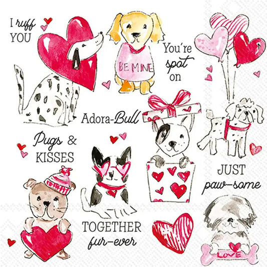 Pugs & Kisses Rosanne Beck Paper Cocktail Napkins 20ct