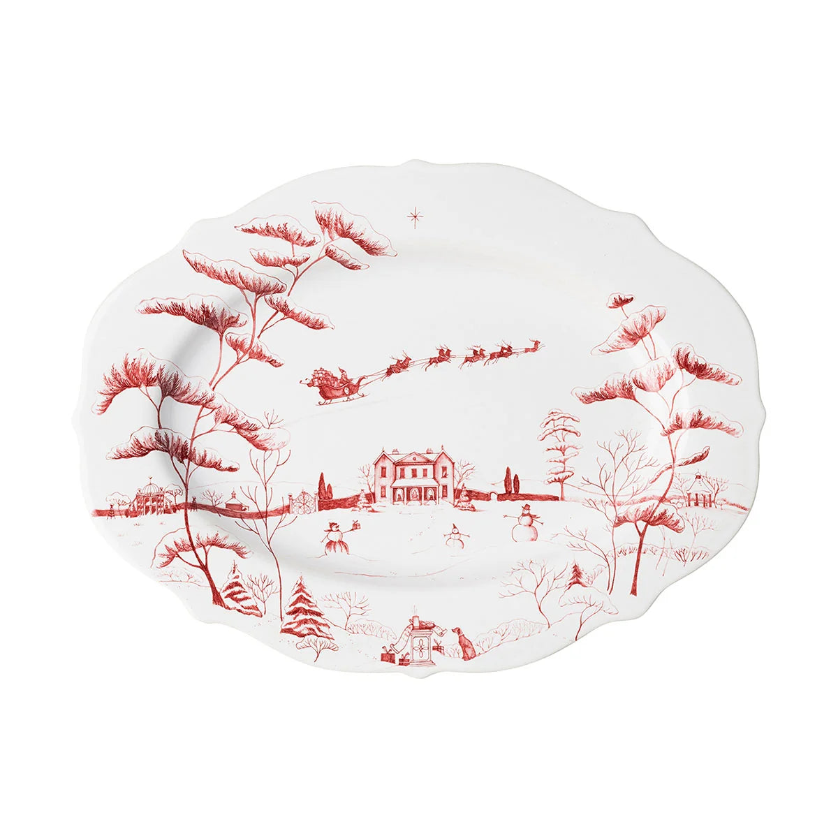 Winter Frolic 15" Platter - Ruby