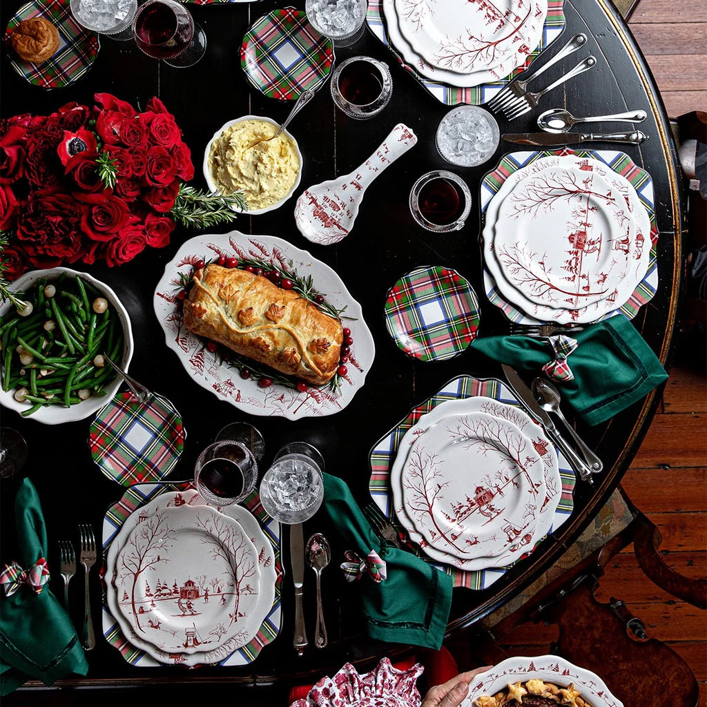 Winter Frolic 15" Platter - Ruby