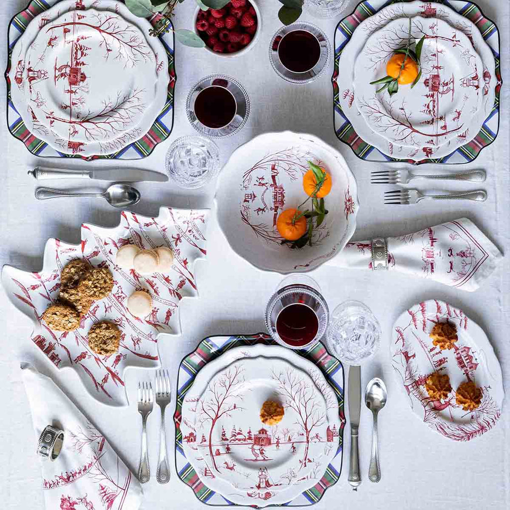 Winter Frolic 15" Platter - Ruby